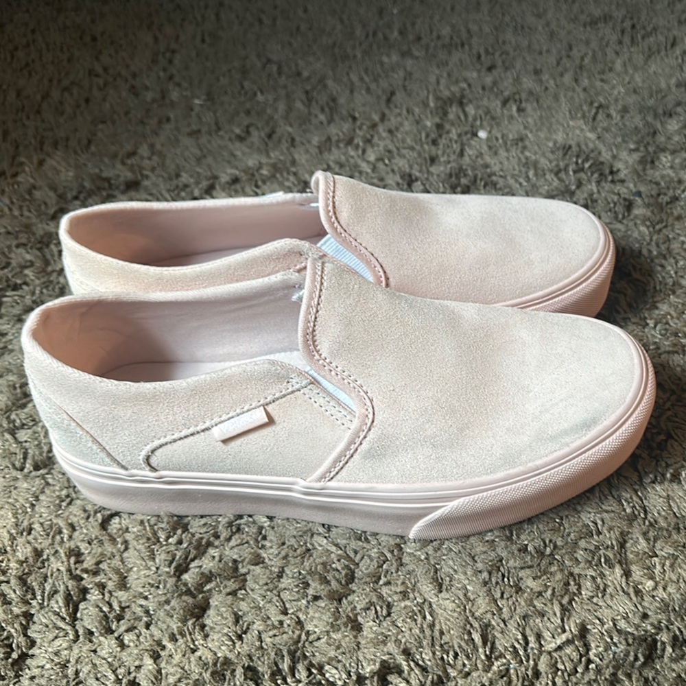 Vans Light Pink Suede Slip-On Sneakers